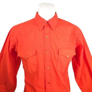 Wrangler Cowboy Cut Western Shirt Red Pearl Snap Regular Fit 16.5 x 35 Long Tail
